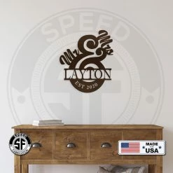 Speed Fabrication Personalized Mr. & Mrs. Monogram With Established Date Metal Sign