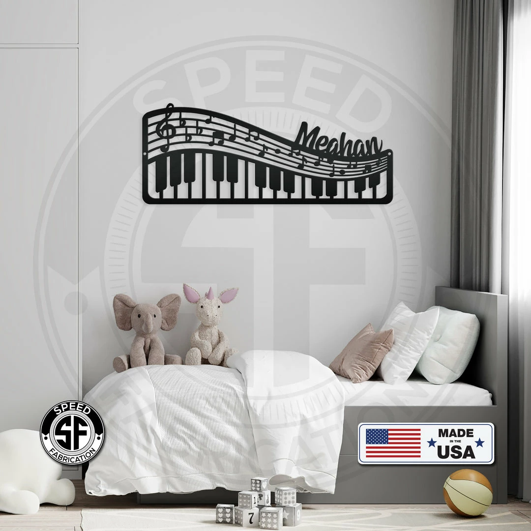 Speed Fabrication Personalized Music Staff And Piano Metal Sign