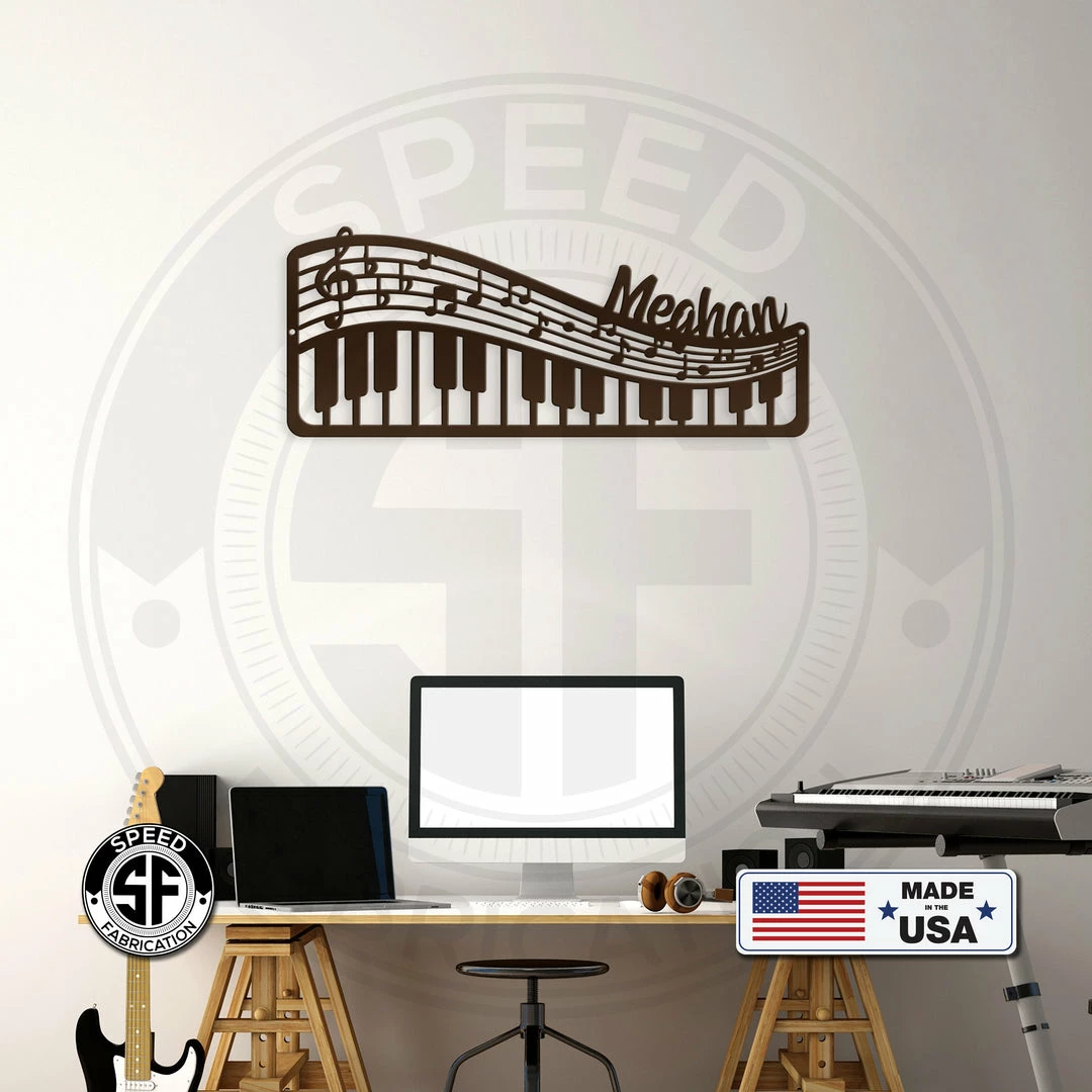 Speed Fabrication Personalized Music Staff And Piano Metal Sign