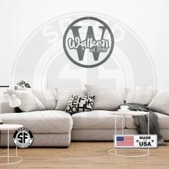 Speed Fabrication Personalized Round Monogram With Established Date Metal Sign Monograms