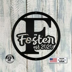 Speed Fabrication Personalized Round Monogram With Established Date Metal Sign Monograms