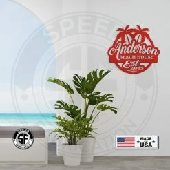Speed Fabrication Personalized Palm Tree Family Beach House With Established Date Metal Sign- Indoor Outdoor - Pool Sign Outdoor Patio/Lawn Metal Signs