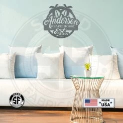 Speed Fabrication Personalized Palm Tree Family Beach House With Established Date Metal Sign- Indoor Outdoor - Pool Sign Outdoor Patio/Lawn Metal Signs