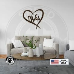 Speed Fabrication Personalized Carved Heart With Initials Metal Sign