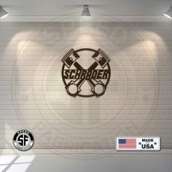 Speed Fabrication Personalized Crossed Pistons Garage Metal Sign-Garage Sign-Workshop Sign