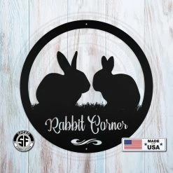 Speed Fabrication Home Decor & Gifts Rabbit Corner Farmhouse Metal Sign