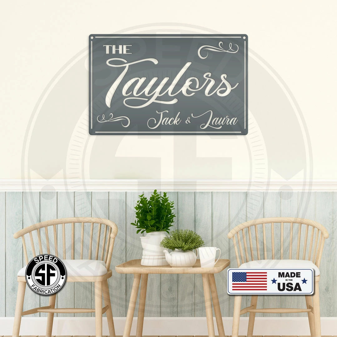 Speed Fabrication Personalized Family Name Square Metal Sign
