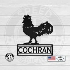 Speed Fabrication Farm Metal Signs Americana Personalized Metal Rooster Name Sign - Indoor Outdoor- Home Decor