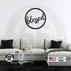 Speed Fabrication Round Blessed Metal Sign Decor