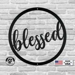 Speed Fabrication Round Blessed Metal Sign Decor