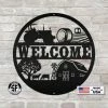 Speed Fabrication Round Farm Scene Welcome Metal Sign
