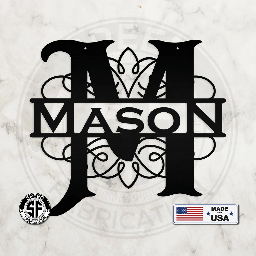 Speed Fabrication Swirl Split Personalized Metal Monogram Great Wedding Gift Home Decor & Gifts