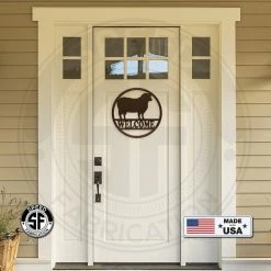 Speed Fabrication Sheep Welcome Metal Sign Monogram