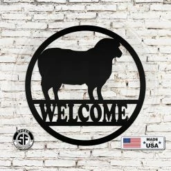 Speed Fabrication Sheep Welcome Metal Sign Monogram