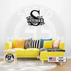Speed Fabrication Decorative Family Name Sign With Initial Home Decor & Gifts