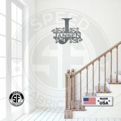 Speed Fabrication Decorative Family Name Sign With Initial Home Decor & Gifts