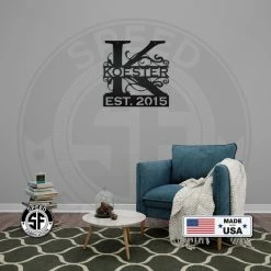 Speed Fabrication Decorative Family Name Sign With Initial And Established Date