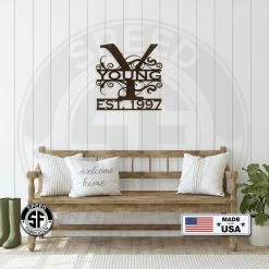 Speed Fabrication Personalized Decorative Monogram With Established Date Metal Sign