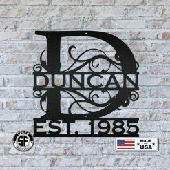 Speed Fabrication Personalized Decorative Monogram With Established Date Metal Sign