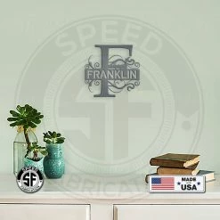 Speed Fabrication Personalized Scroll Monogram Metal Sign