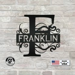 Speed Fabrication Personalized Scroll Monogram Metal Sign