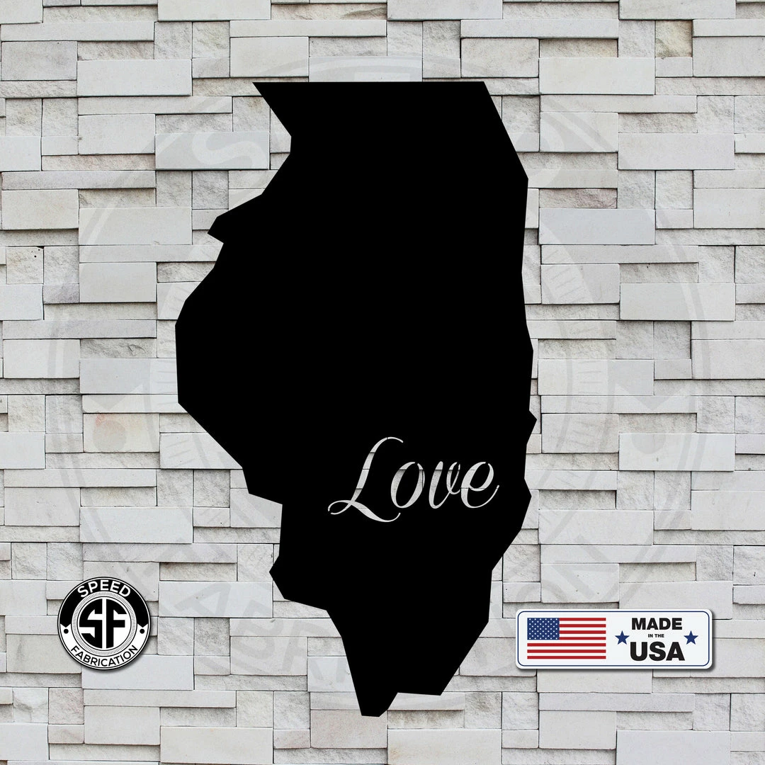 Speed Fabrication Love State Metal Sign City Skyline