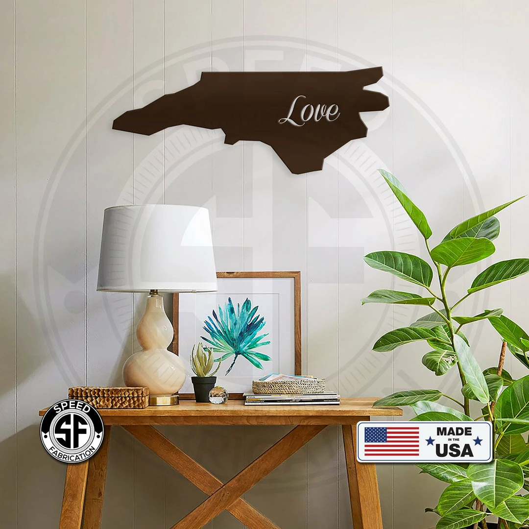 Speed Fabrication Love State Metal Sign City Skyline