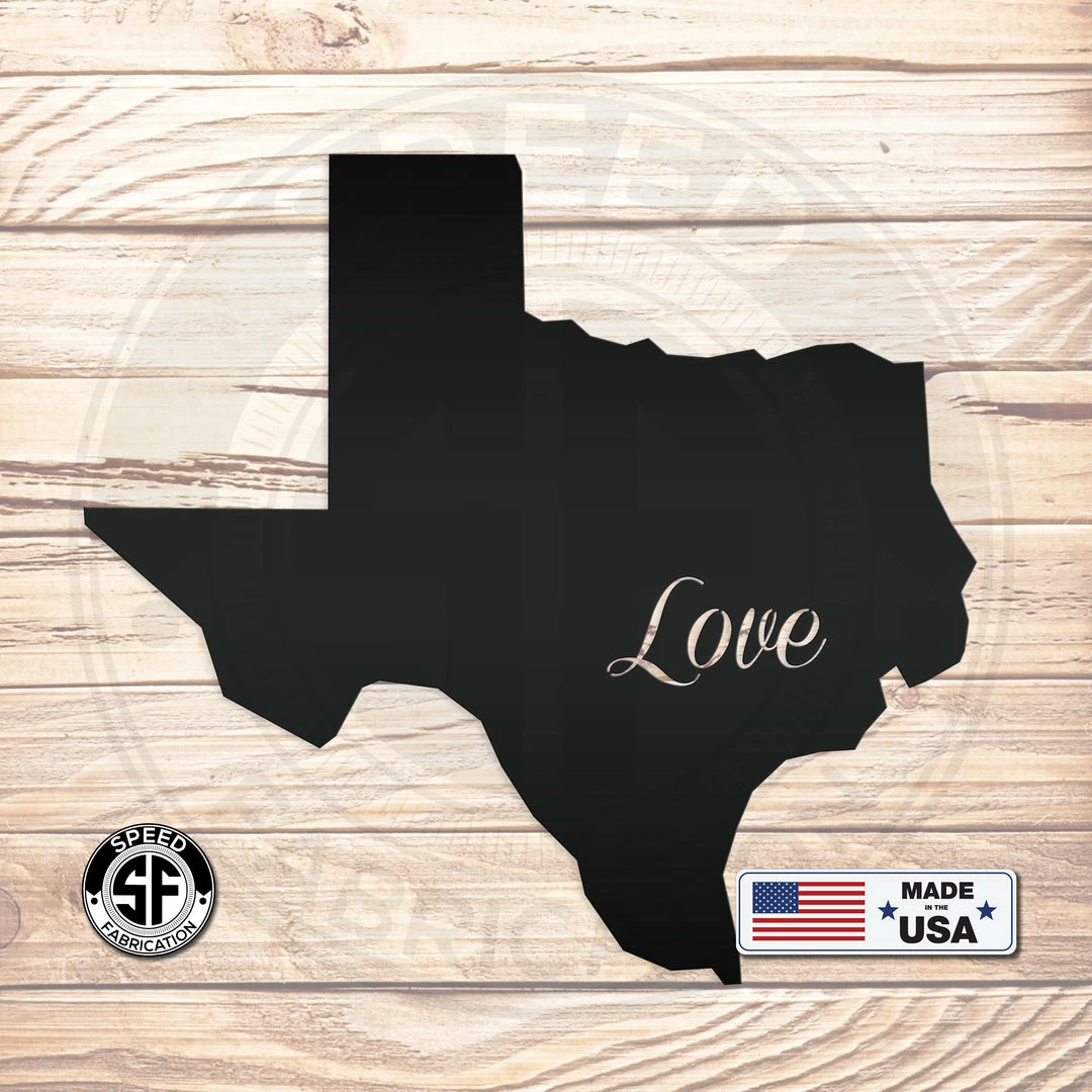 Speed Fabrication Love State Metal Sign City Skyline