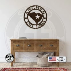 Speed Fabrication State Sign With Last Name - Choose Your State City Skyline