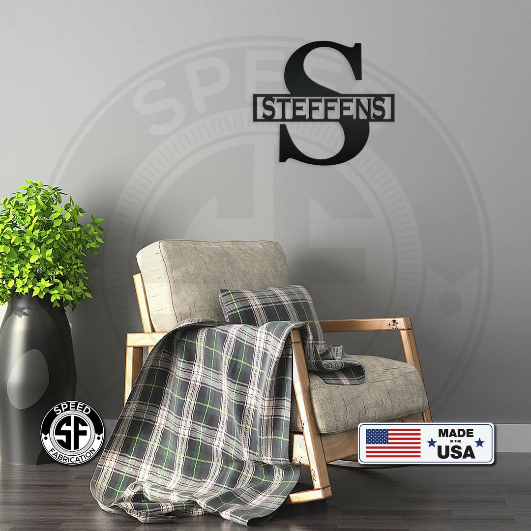 Speed Fabrication Personalized Monogram With Last Name Metal Sign Home Decor & Gifts