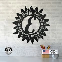 Speed Fabrication Sunflower Monogram Metal Sign