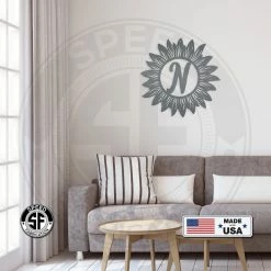 Speed Fabrication Sunflower Monogram Metal Sign