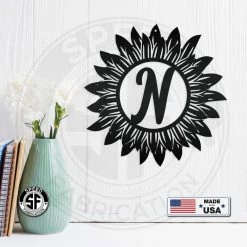Speed Fabrication Sunflower Monogram Metal Sign