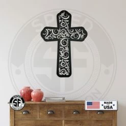 Speed Fabrication Swirl Metal Cross Sign