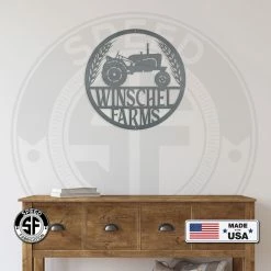 Speed Fabrication Personalized Tractor And Wheat Metal Sign - Indoor Outdoor - Wedding Gift - Home Decor