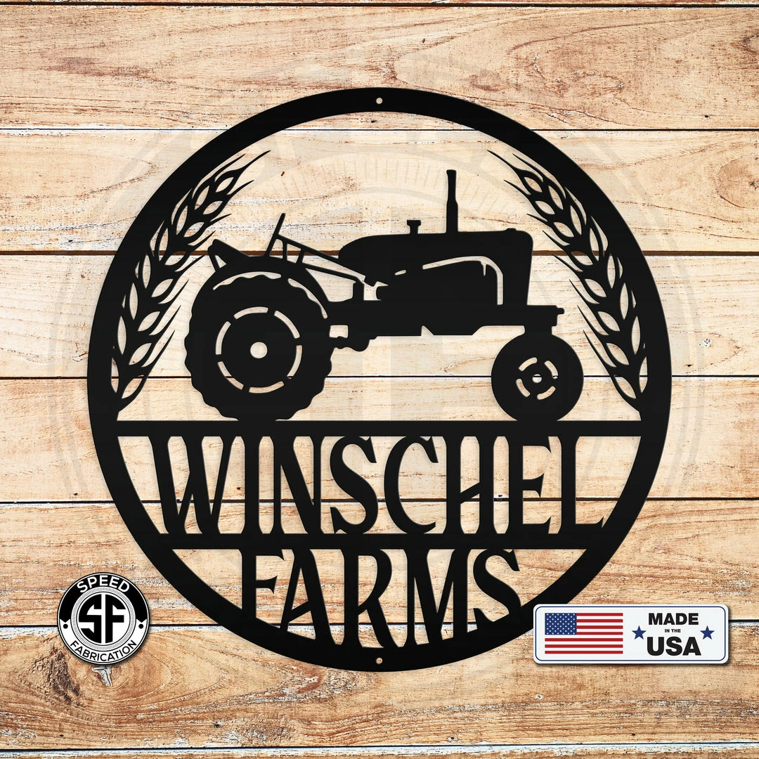 Speed Fabrication Personalized Tractor And Wheat Metal Sign - Indoor Outdoor - Wedding Gift - Home Decor