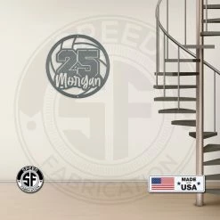Speed Fabrication Sports Wall Art Personalized Volleyball Name And Number Metal Sign