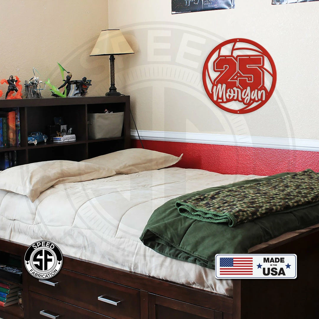 Speed Fabrication Sports Wall Art Personalized Volleyball Name And Number Metal Sign