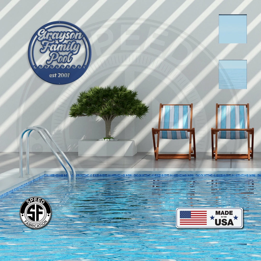 Speed Fabrication Round Family Pool Waves With Year Established Home Decor & Gifts