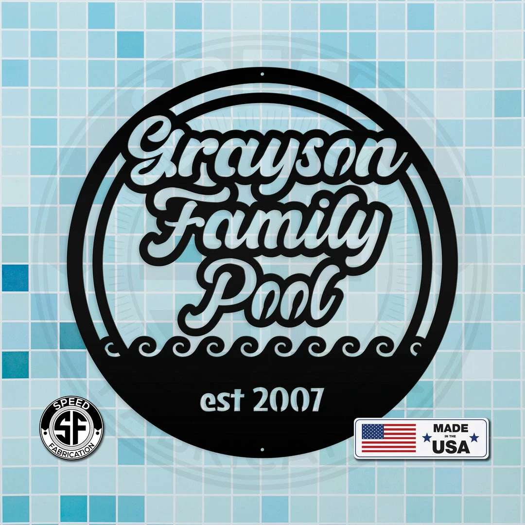 Speed Fabrication Round Family Pool Waves With Year Established Home Decor & Gifts