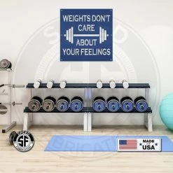 Speed Fabrication Fitness/Gym Metal Signs Weights Don't Care About Your Feelings Square Gym Metal Sign-Funny Gym Sign