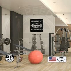 Speed Fabrication Fitness/Gym Metal Signs Weights Don't Care About Your Feelings Square Gym Metal Sign-Funny Gym Sign