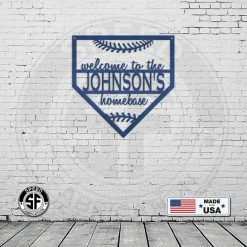 Speed Fabrication Home Decor & Gifts Welcome To Homebase Family Name Sign - Baseball Decor