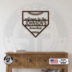 Speed Fabrication Home Decor & Gifts Welcome To Homebase Family Name Sign - Baseball Decor