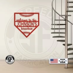 Speed Fabrication Home Decor & Gifts Welcome To Homebase Family Name Sign - Baseball Decor