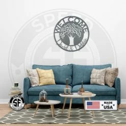 Speed Fabrication Home Decor & Gifts Custom Tree Of Life Welcome Sign - Personalized Home Decor - Indoor Outdoor