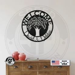 Speed Fabrication Home Decor & Gifts Custom Tree Of Life Welcome Sign - Personalized Home Decor - Indoor Outdoor