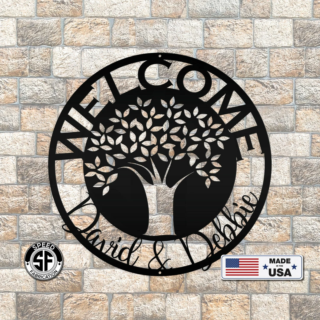 Speed Fabrication Home Decor & Gifts Custom Tree Of Life Welcome Sign - Personalized Home Decor - Indoor Outdoor