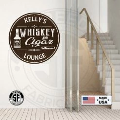 Speed Fabrication Personalized Whiskey & Cigar Lounge Metal Sign - Indoor Outdoor - Home Decor