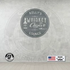 Speed Fabrication Personalized Whiskey & Cigar Lounge Metal Sign - Indoor Outdoor - Home Decor